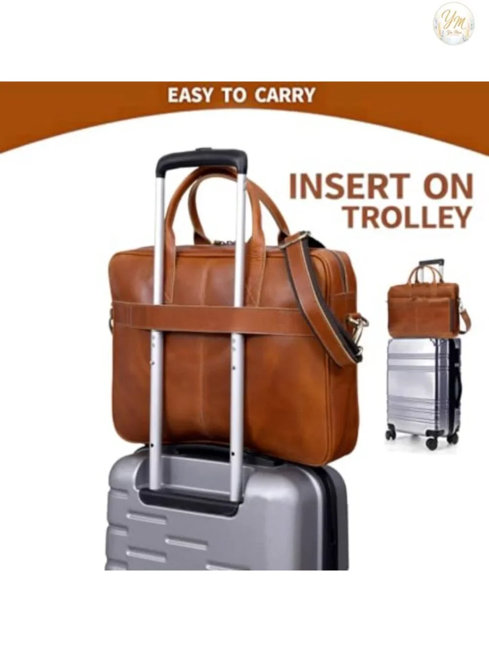 Genuine Leather Handcrafted Laptop Briefcase Trolley Sleeve